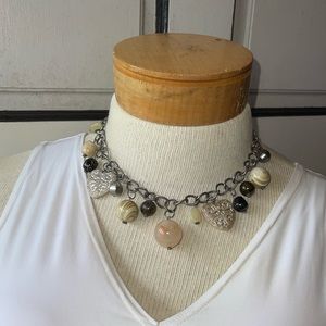 Beautiful charm necklace with pink agate